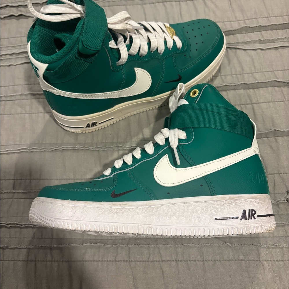 Nike Air Force 1 Green and White High-Top Sneakers